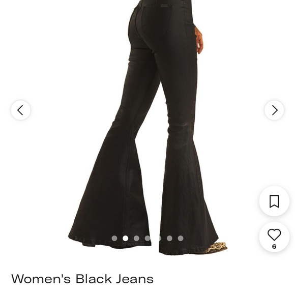 Rock and roll black leather flare jeans - Picture 5 of 6